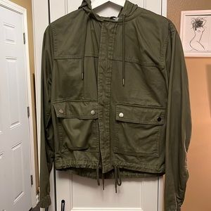 Hooded, olive green, utility jacket (small)